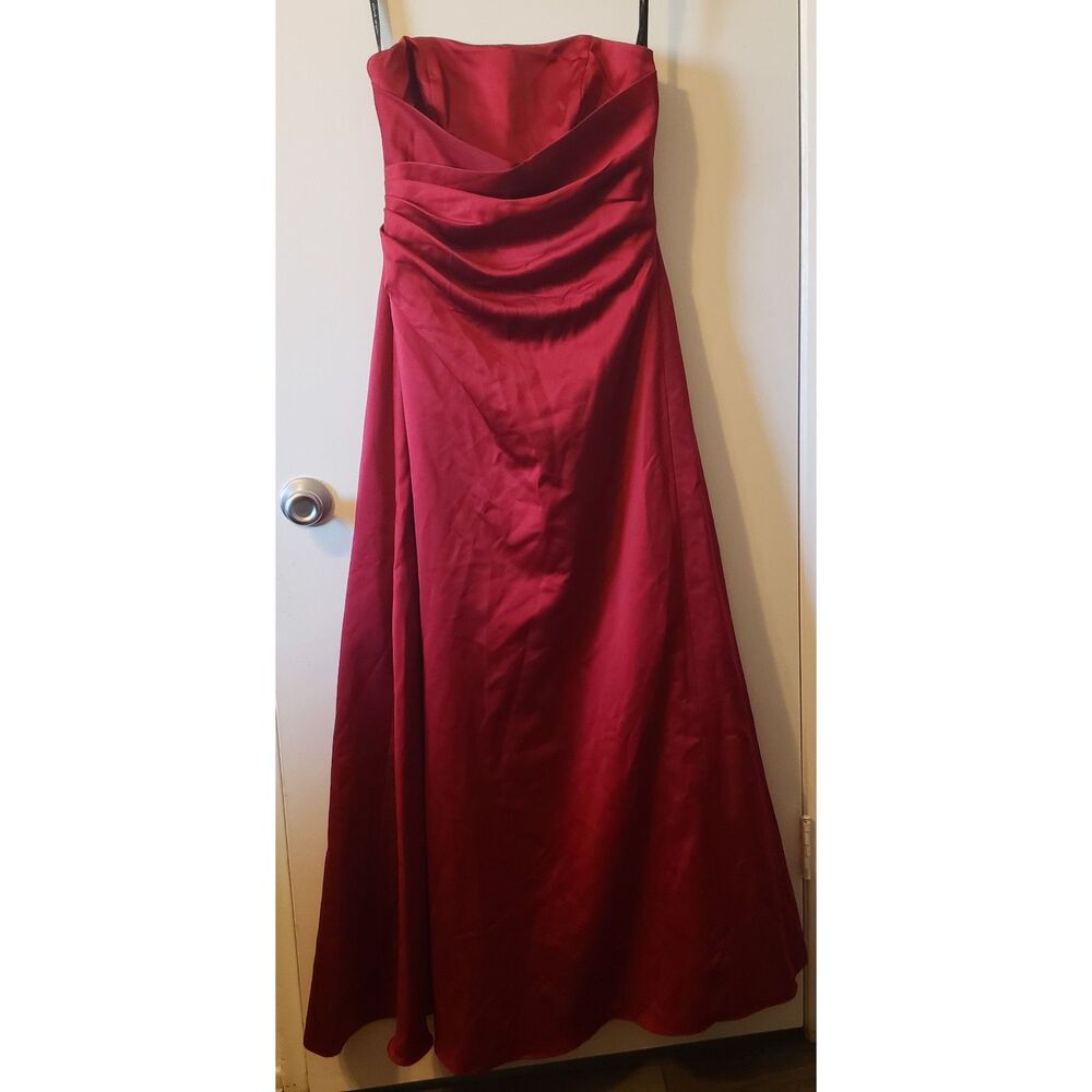 Alfred Angelo Claret Strapless Floor Length Gown Sz. 12 Bridesmaid/Guest 6493